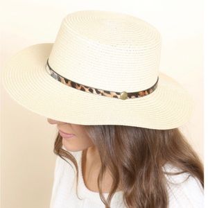 Panama Brim Hat w/ Leopard Strap